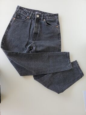 Zara 2 High Rise Black Denim Distressed Straight Jeans Cotton Grunge Street Wear